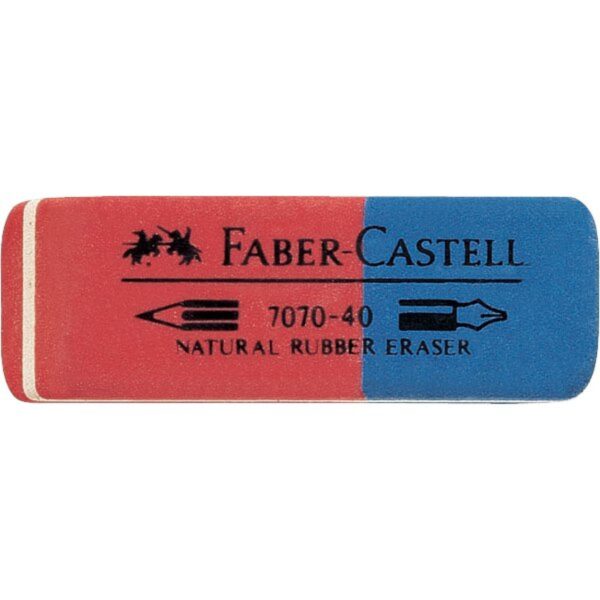 Gomma FABER CASTELL rossa-blu per matita ed inchiostro
