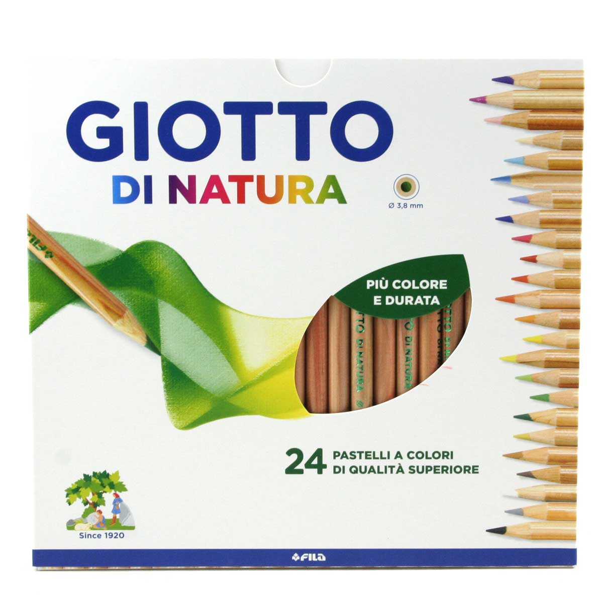 Giotto di Natura Pastelli colorati - mina 3.8mm - legno di cedro - Astuccio  24 colori